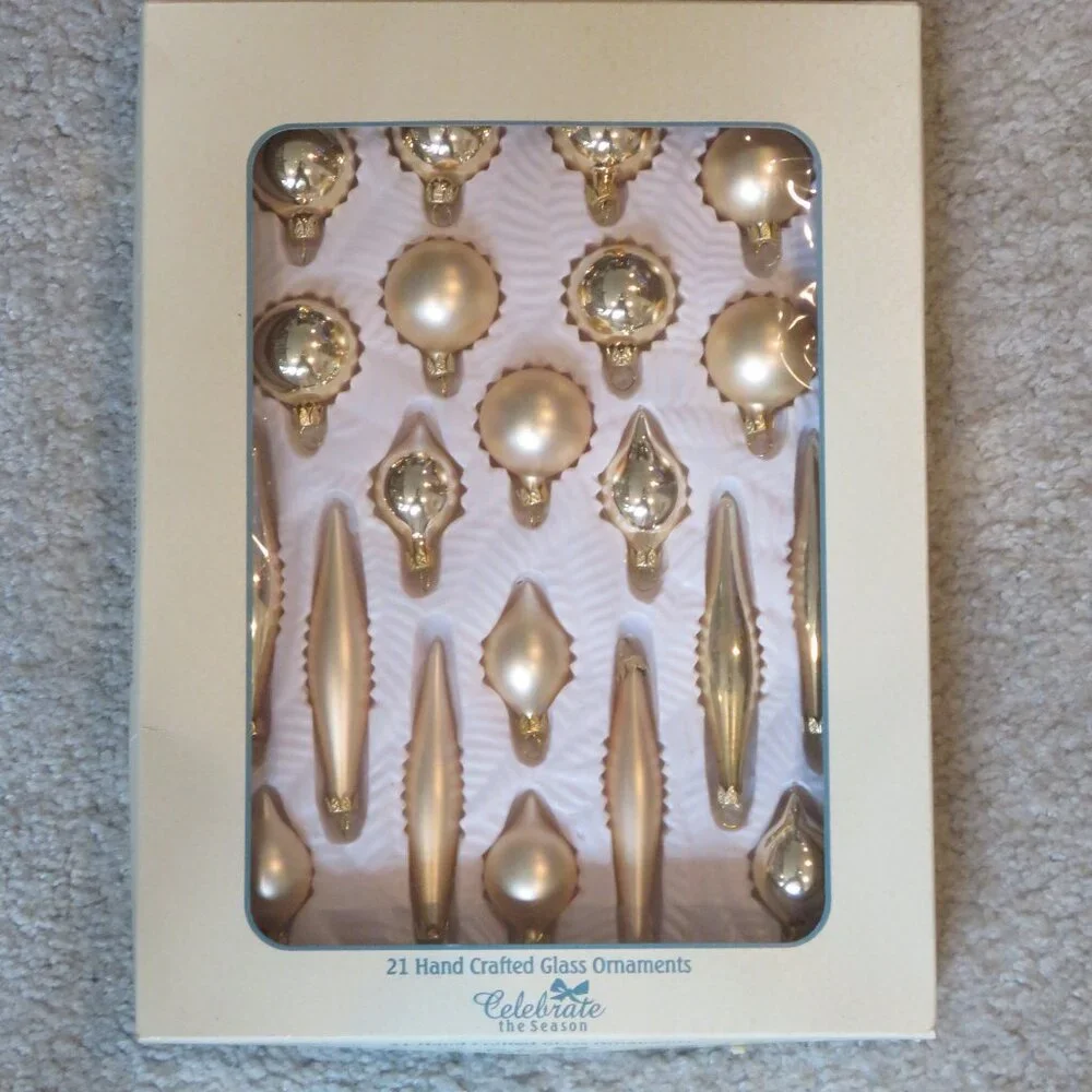 XMAS in July Sale 59 PC Set: 38 Small Ornaments & 21 New Full Sz Glass Ornaments